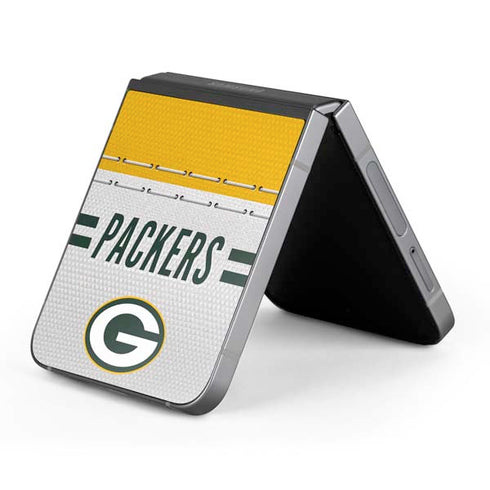 NFL Green Bay Packers White Striped Galaxy Z Flip6 Skin
